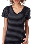 Ladies' Striped V-Neck Tee